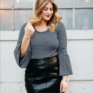 Striped bell sleeve top